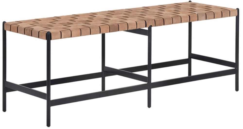 SunPan Omari Bench Sueded Light Tan Leather